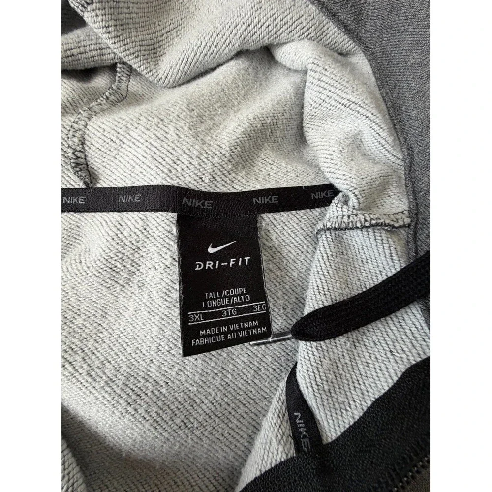 Nike Dri-FIT Full Zip Hoodie Gray Men's 3XLT Tall Sweatshirt Athletic Jacket